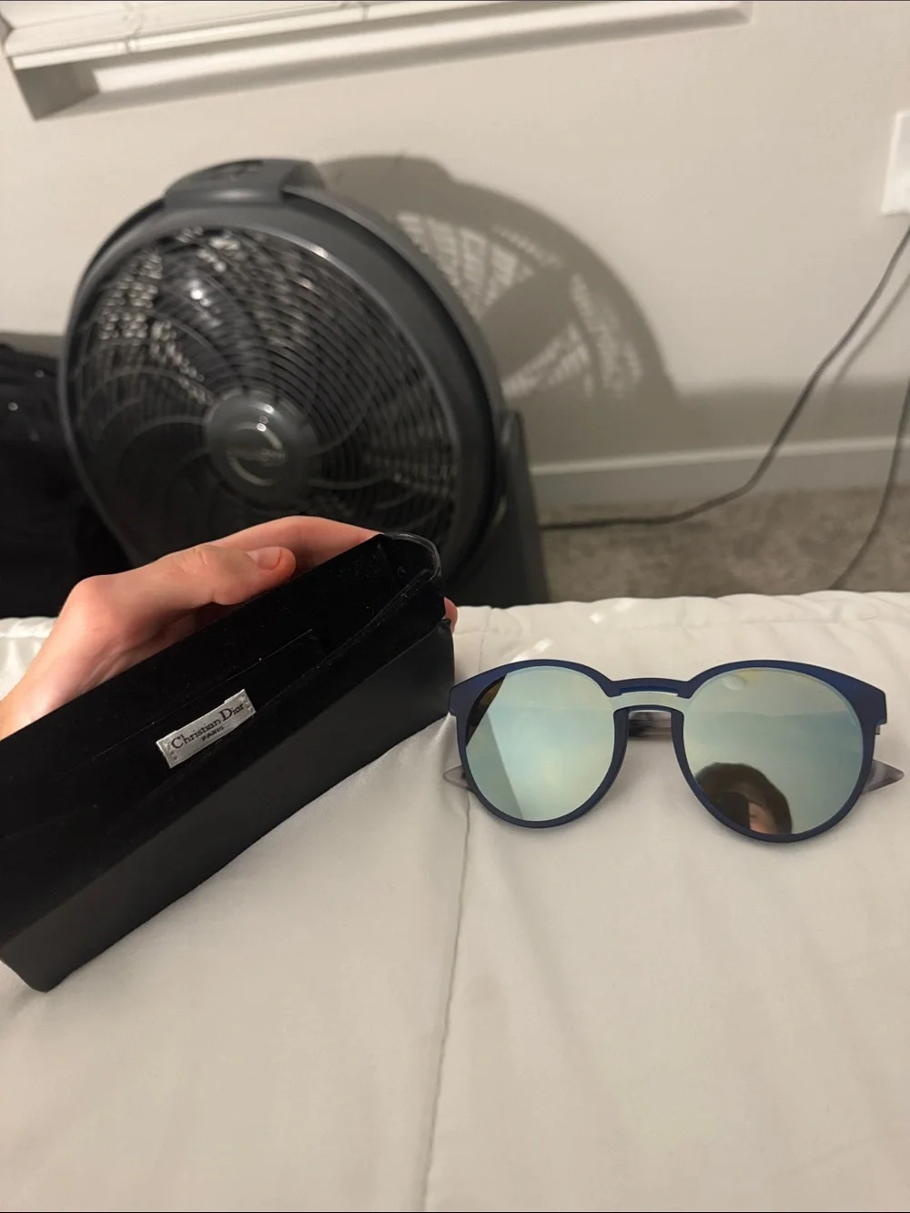Dior Men’s Navy Frame Sunglasses with Blue Mirrored Lenses